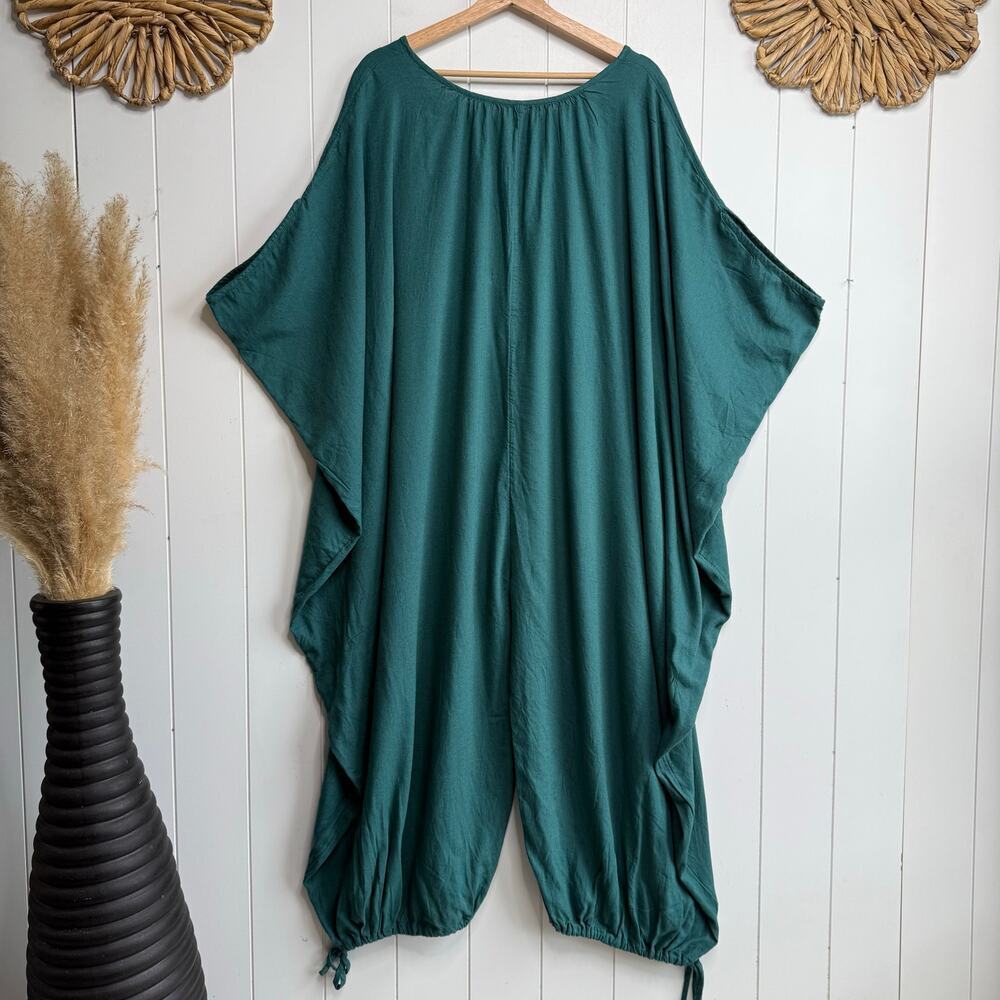 Free People jumpsuit one piece romper onesie wide-leg linen viscose blend - Picture 3 of 9